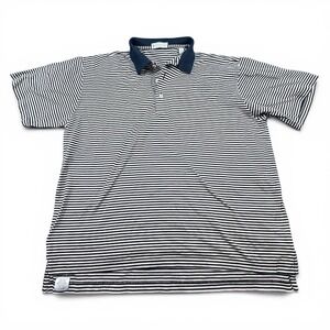 Peter Millar Polo Shirt Mens Medium Blue Striped Short Sleeve Collared Cotton